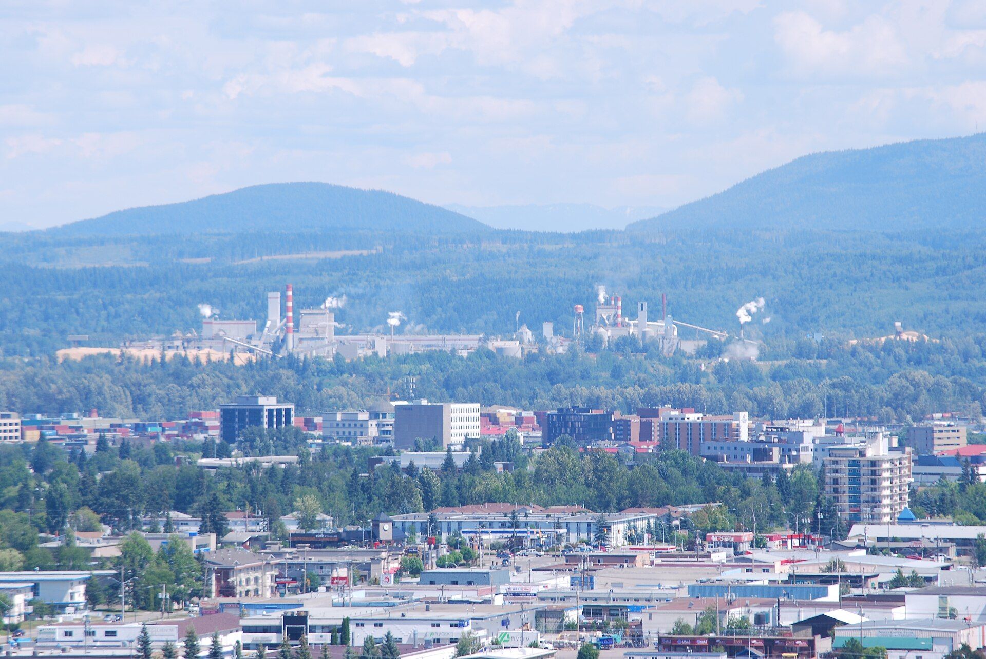 Prince George, British Columbia, seen from a distance.