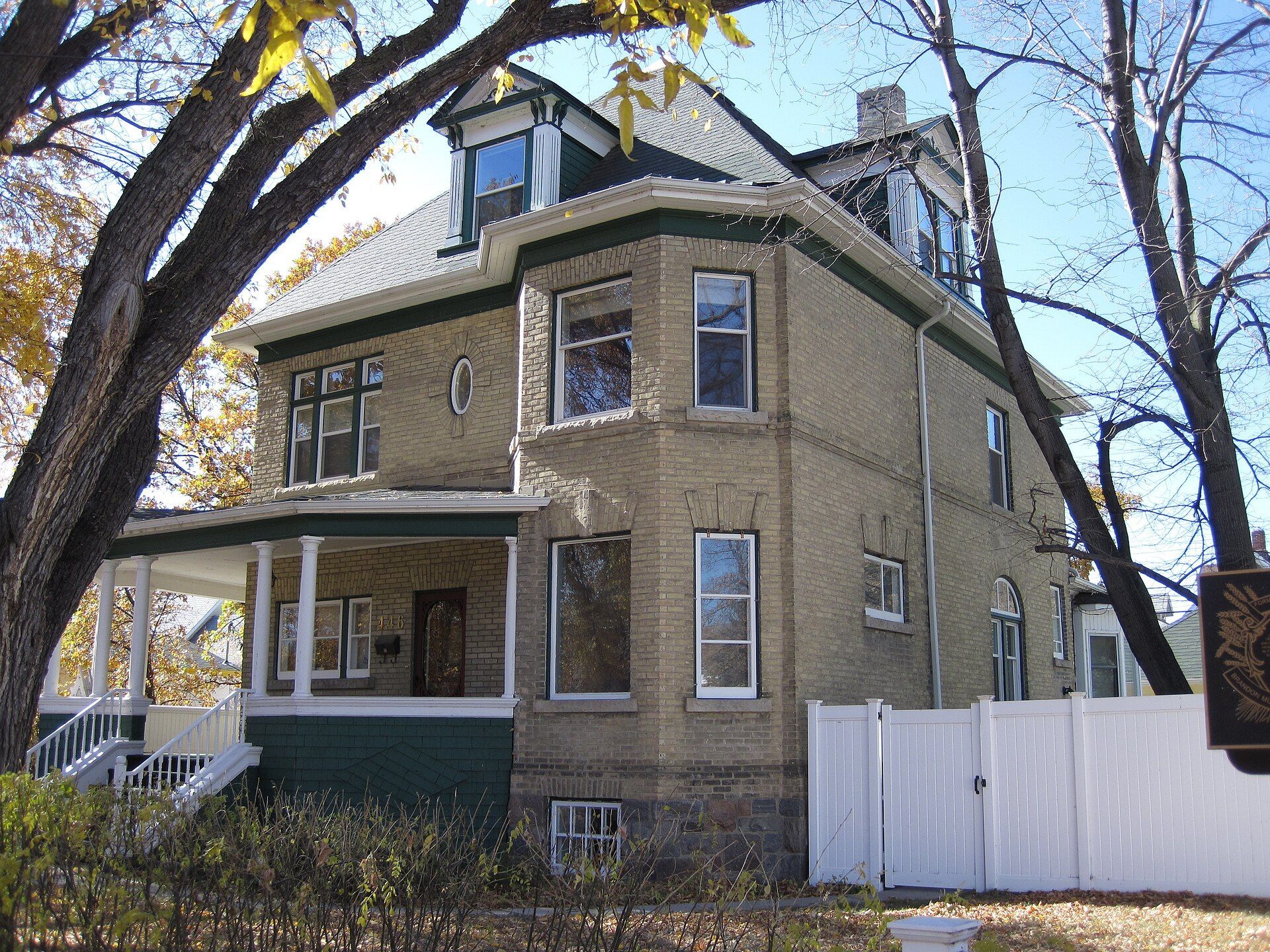 Johnson House, a brick house in Brandon, Manitoba.