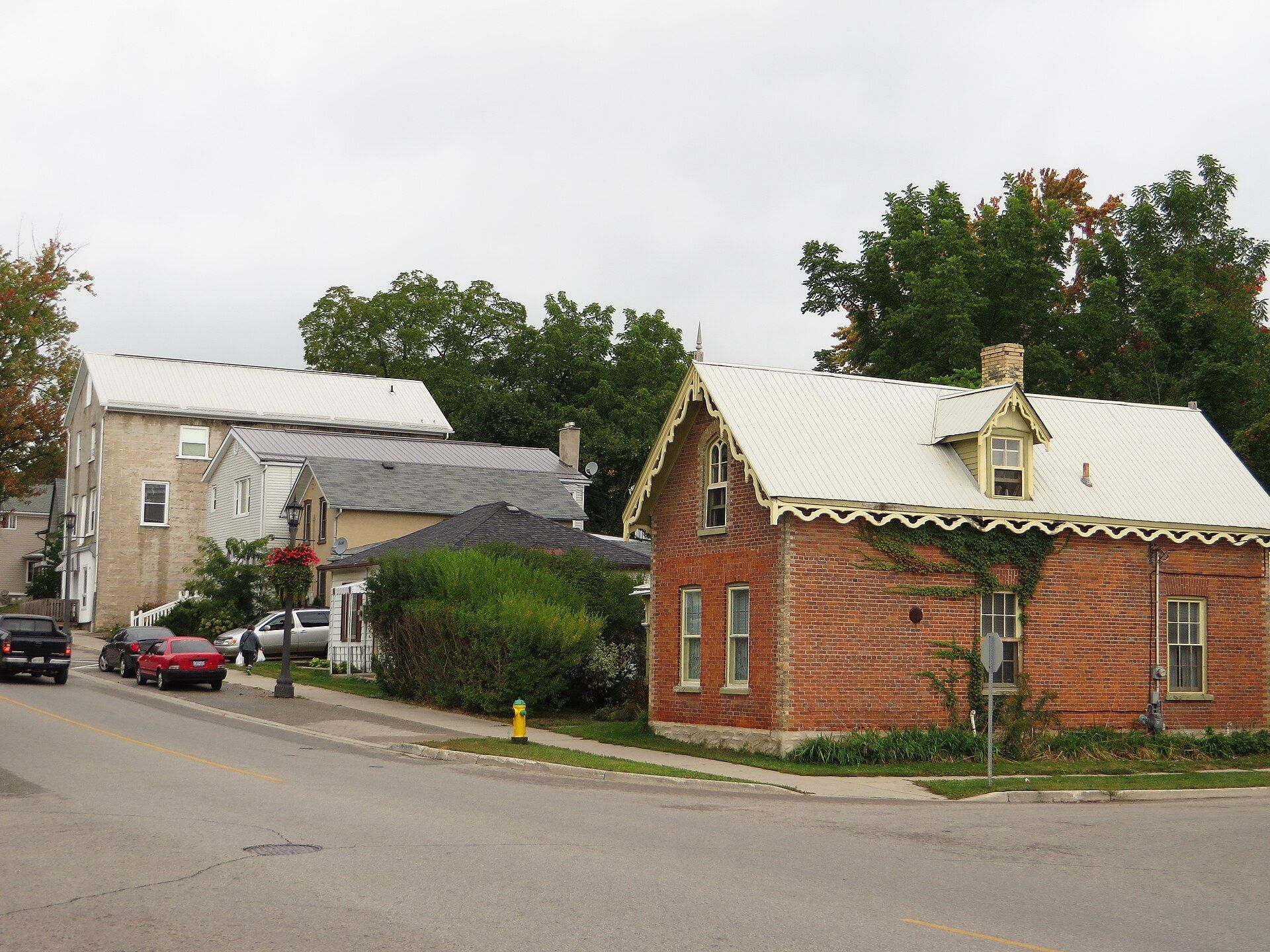 A brick cottage in Elora, Centre Wellington, Ontario.