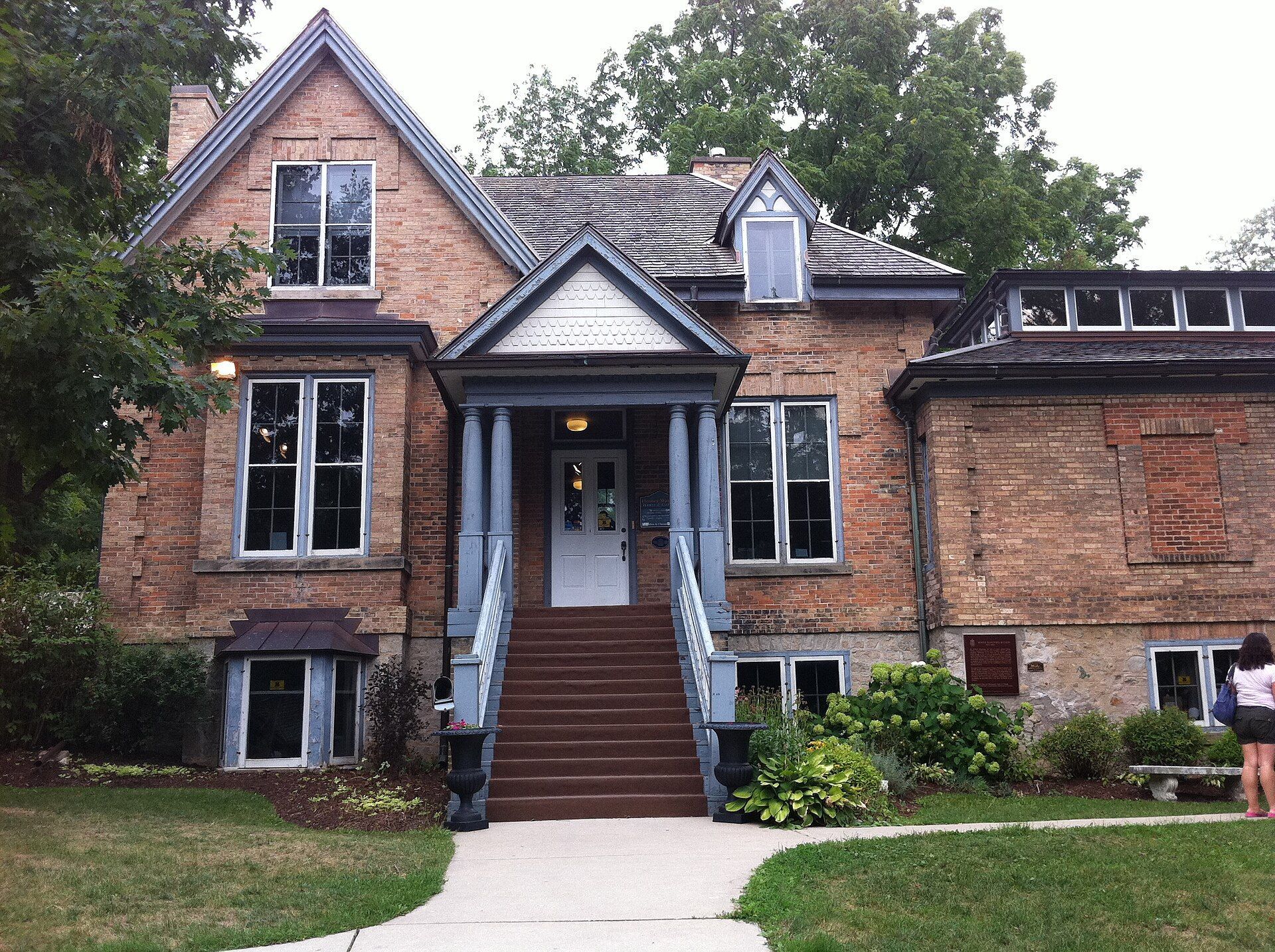 Homer Watson House, a brick house with a front porch, in Kitchener, Ontario.