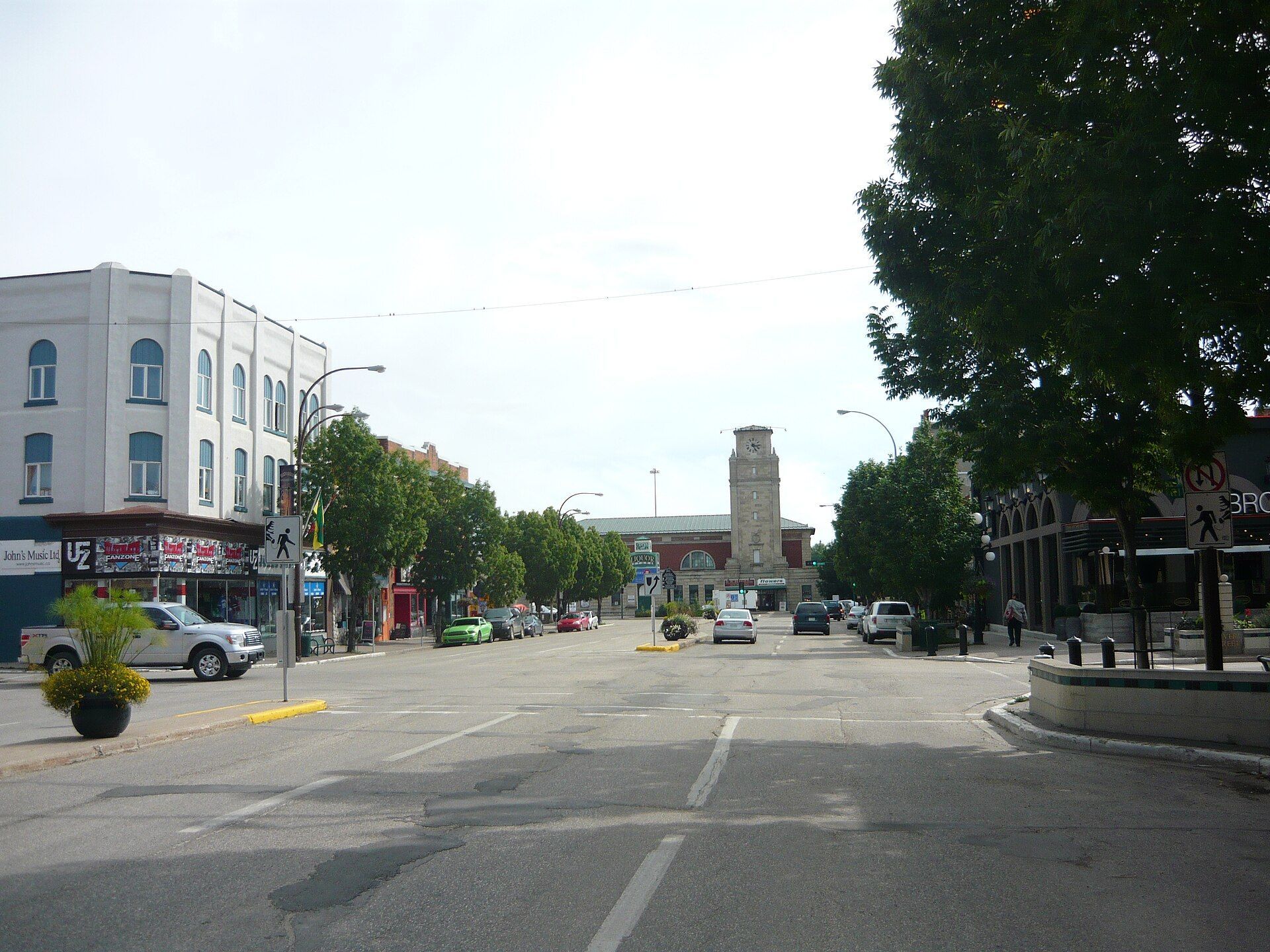 Main Street in Moose Jaw, Saskatchewan, looking toward the old railway station.